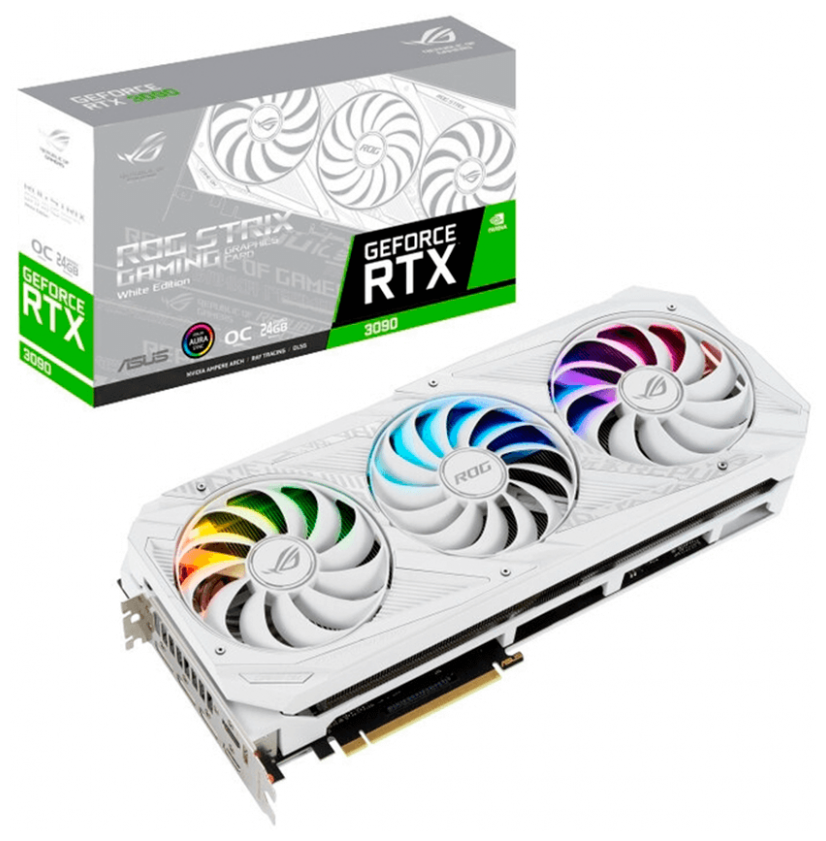 Видеокарта 24 Гб Asus GeForce RTX 3090 ROG Strix White (ROG-STRIX-RTX3090-24G-WHITE)