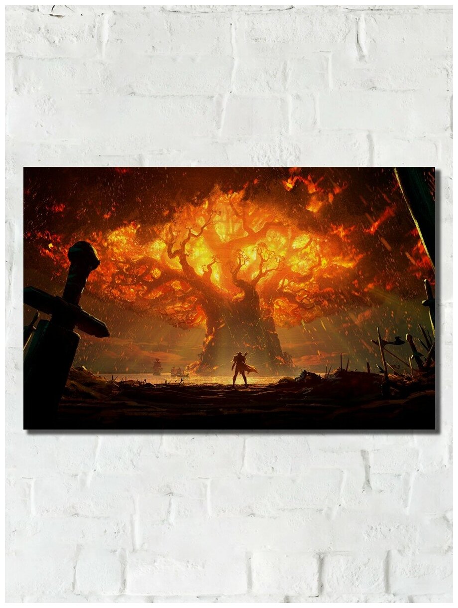 Картина интерьерная на дереве игра Warcraft WOW World of Warcraft - 6754 Г