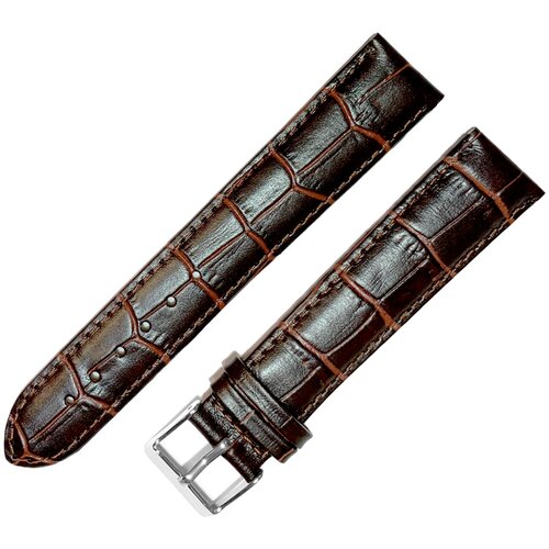 фото Ремешок 2005-01-1-2 дп kroko коричневый кожаный длинный ремень для наручных часов из натуральной кожи 20 мм матовый крокодил ardi