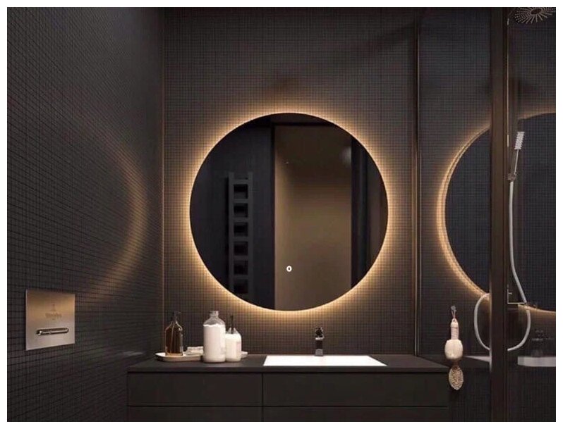 Зеркало круглое "парящее" Moon D60 для ванны с тёплой LED-подсветкой - фотография № 11