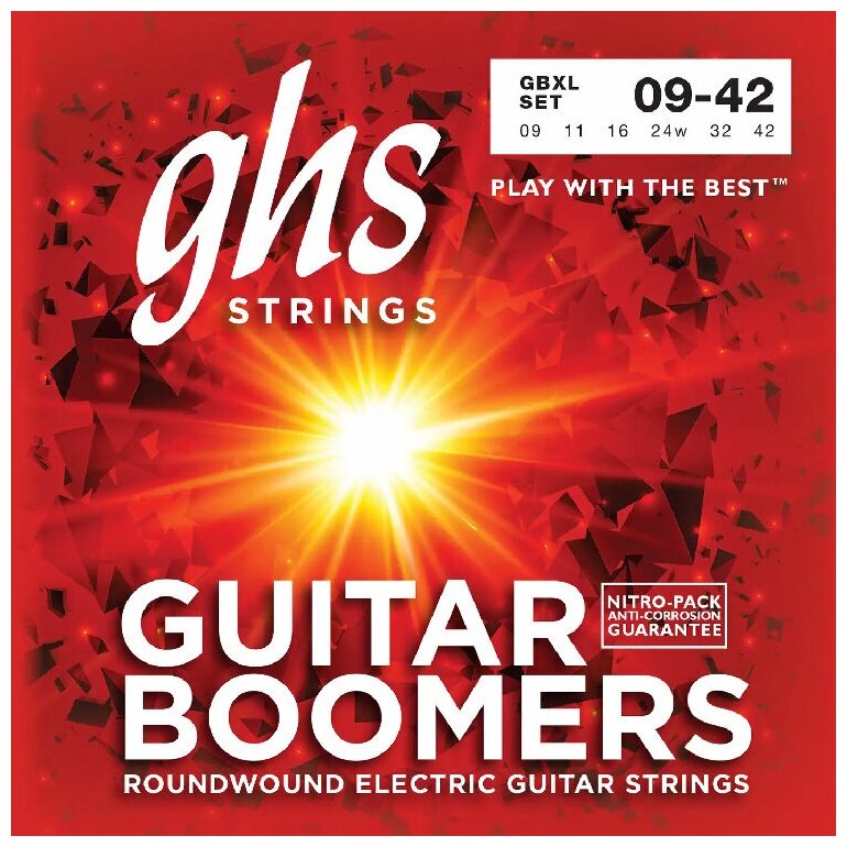 GHS STRINGS GBXL GUITAR BOOMERS набор струн для электрогитары, никелированная сталь, 9-42