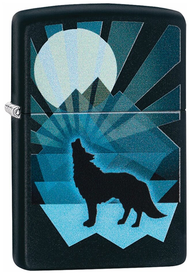 Зажигалка ZIPPO Wolf and Moon с покрытием Black Matte латунь/сталь чёрная матовая 36x12x56 мм Zippo MR-29864 удалить