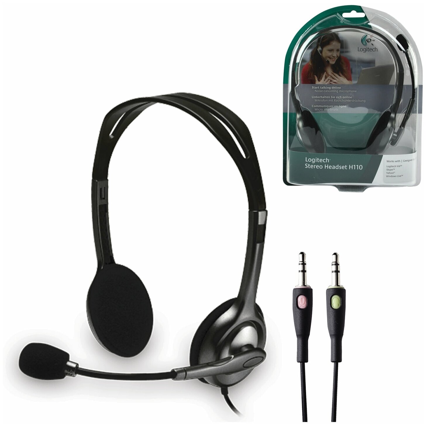 Гарнитура/ Headset Logitech H110 (20-20000Hz, mic, 2x3.5mm jack, 1.8m)