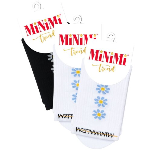 Носки MiNiMi, 3 пары, размер 35-38, белый, черный миними minimi носки женские mini trend 4215 ромашки bianco 35 38