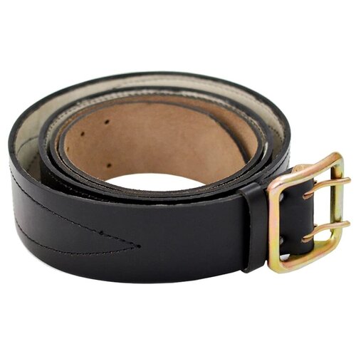 фото Ремень солдатский прошитый с юфтевой подкладкой (черный) рюпп-03-10а (кожа) с пп-03а, шириной 50 мм, 24 отверстия, 1,3 м завод труд