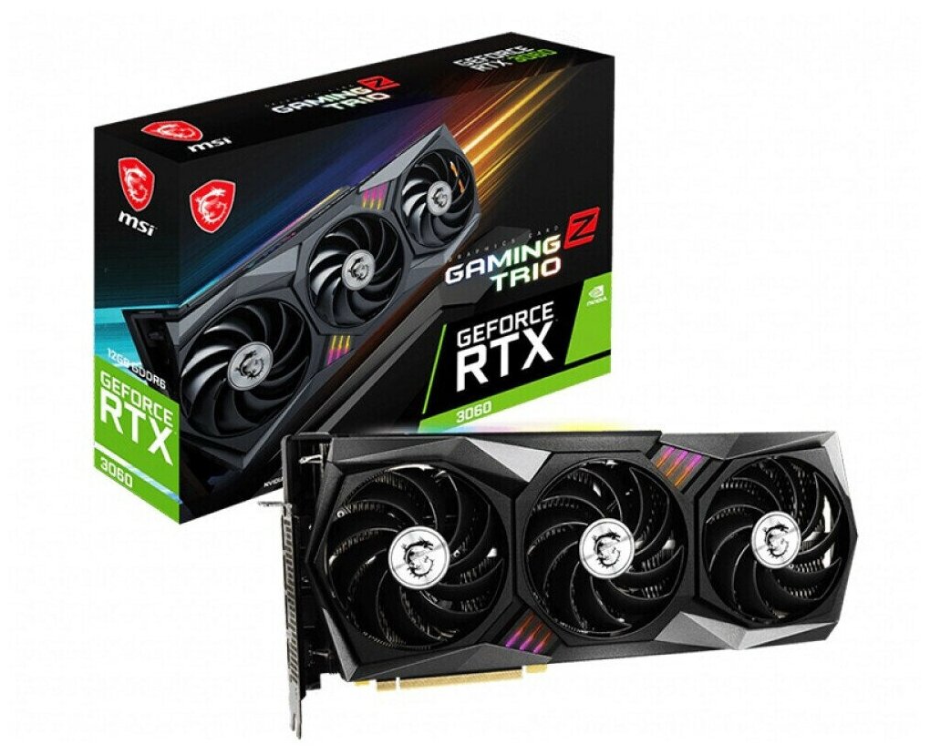 Видеокарта MSI RTX 3060 Gaming Z Trio 12G 1320Mhz PCI-E 12288Mb 15000Mhz 192 bit HDMI 3xDP 912-V390-472