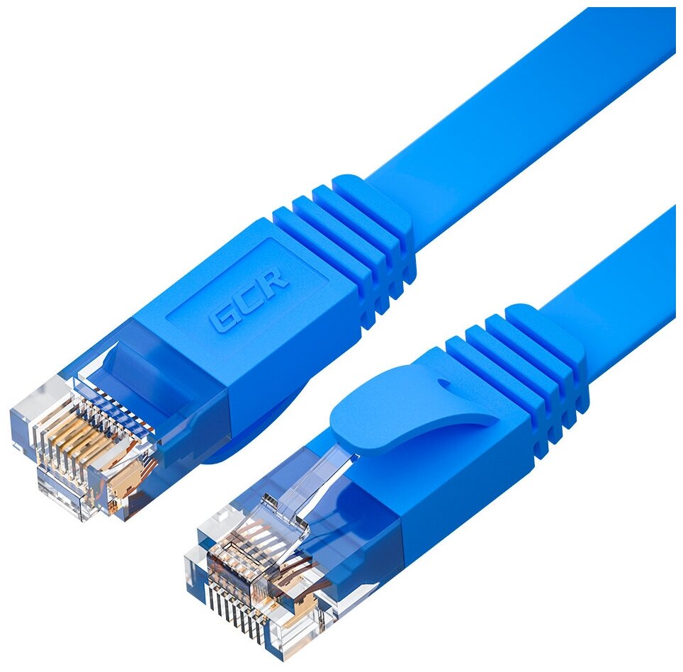 Патч-корд PROF плоский UTP cat.6 10 Гбит/с RJ45 LAN компьютерный кабель для интернета (GCR-LNC65) синий 0.5м