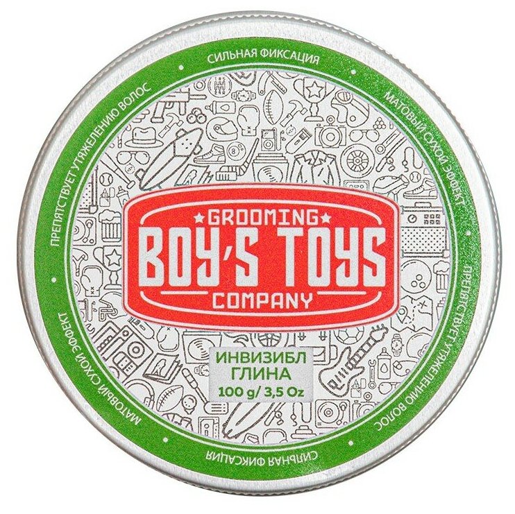 Глина BOYS TOYS для укладки волос средней фиксации с низким уровнем блеска Invisible Forming Matte Clay, 100 мл