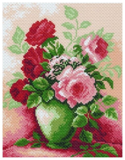 Рисунок на канве матренин посад арт.28х37 - 0844-1 Розы в вазе