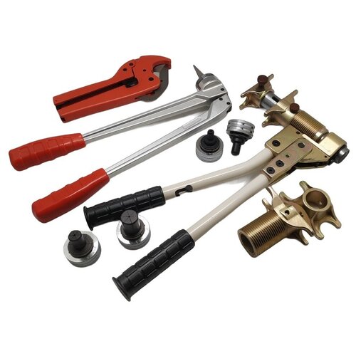 Универсальный ручной пресс инструмент Vikma, (4 насадки), для фитингов Rehau, для STOUT, для ТИМ, Для труб из сшитого полиэтилена