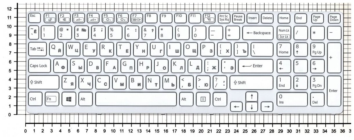 Клавиатура для ноутбука Sony Vaio SVE1713ECXB белая рамка с подсветкой