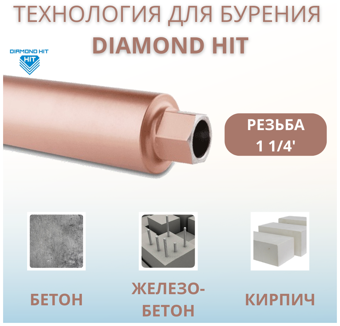 Алмазная коронка Diamond Hit по жб, бетону, кирпичу D 76мм L 450 мм для сухого сверления - фотография № 7