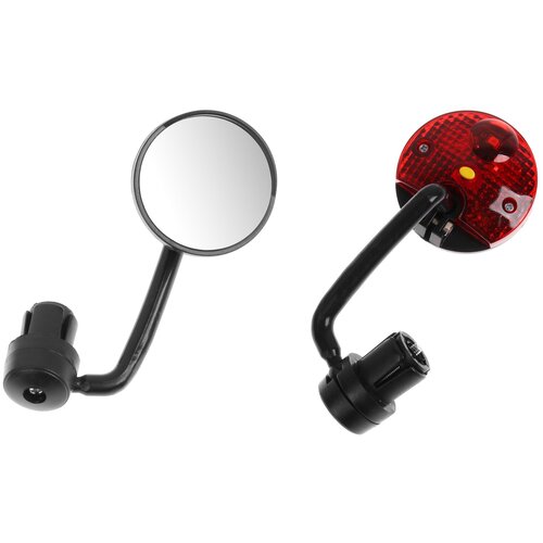 фото Зеркало велосипедное (1шт) круг с креплением вместо заглушки грипсы (пластик, черное) нет бренда