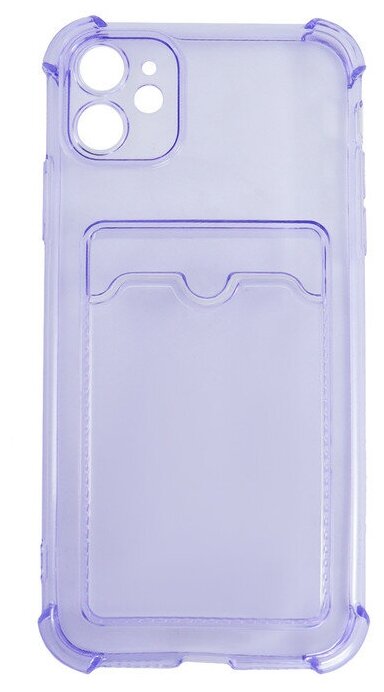 Чехол LuxCase для APPLE iPhone 12 TPU с картхолдером Transparent-Lilac 63542 - фото №4