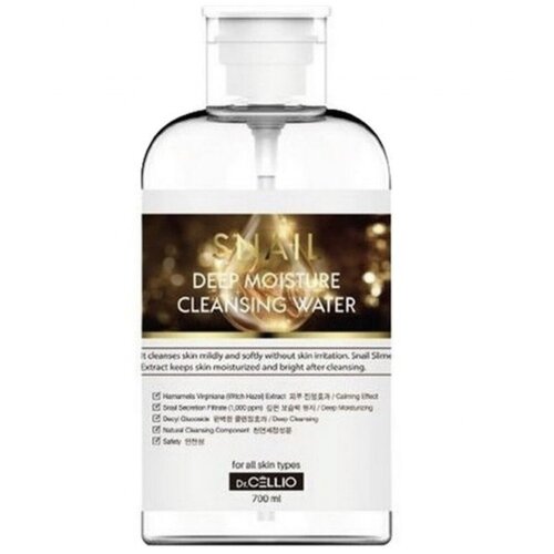 Очищающая вода для лица с Секретом Улитки для всех типов кожи Snail Deep Moisture, Dr. Cellio 700 мл