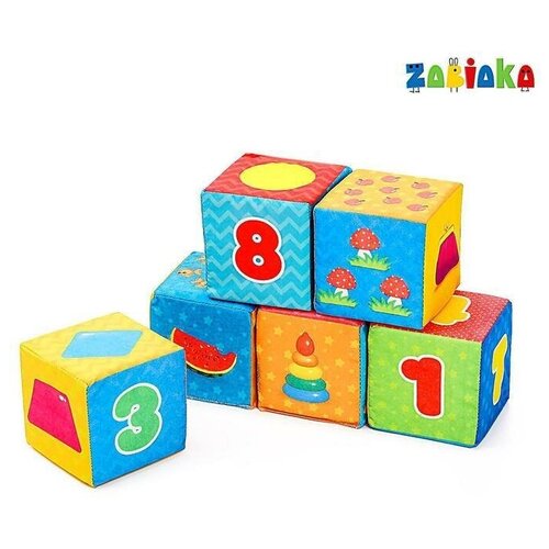 игрушка мягконабивная кубики предметы 4шт 10 х 10 смв наборе1 шт Игрушка мягконабивная, кубики Обучающие, 8 х 8 см, 6 шт.