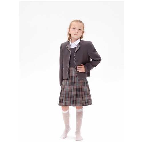 Школьный пиджак Счастливые школята, размер 32/128, серый