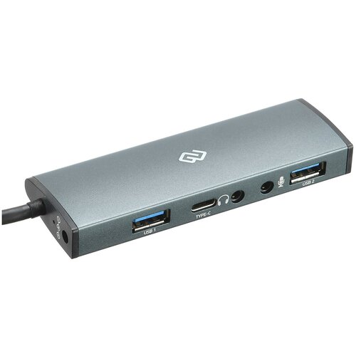 Разветвитель USB Type-C Digma HUB-2U3.0СAU-UC-G 2 х USB 3.0 USB Type-C 2 x mini-jack 3,5мм серый док станция digma ds 990ucg