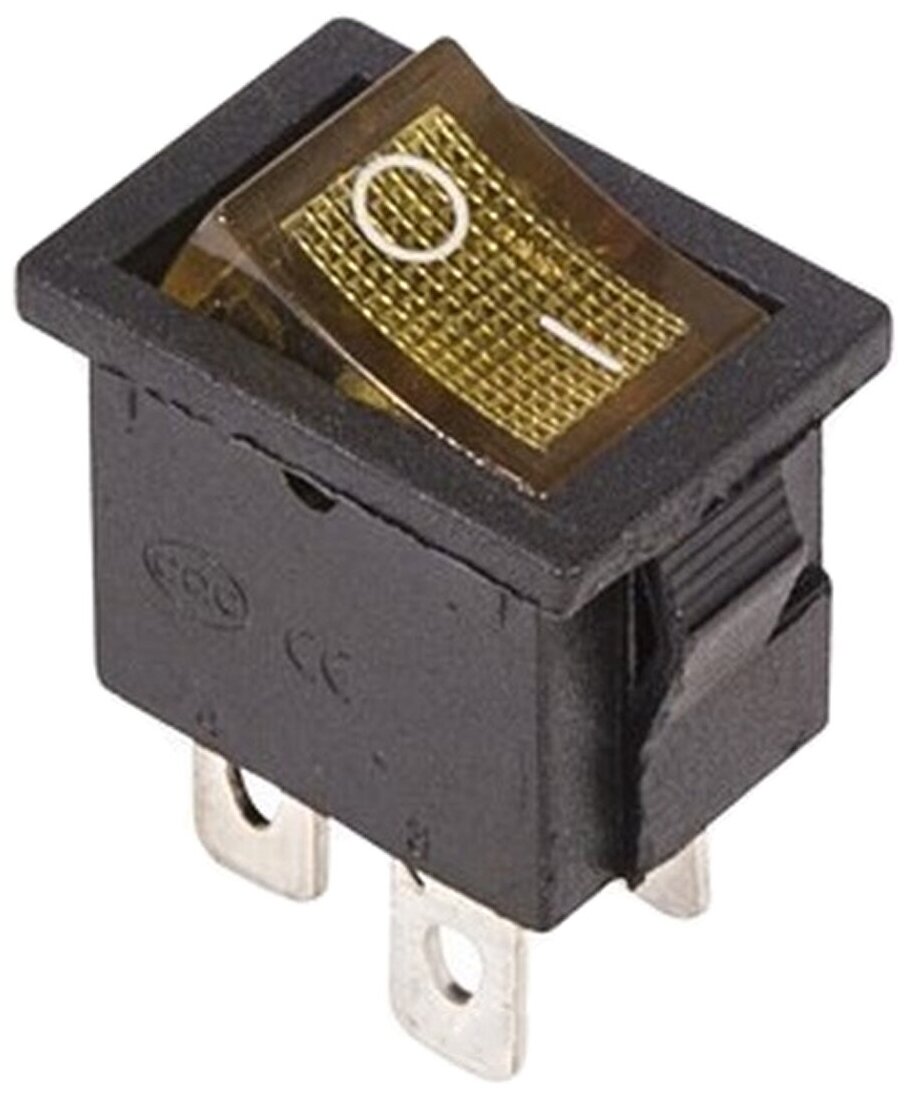 Выключатель клавишный Rexant Mini ON-OFF желтый с подсветкой (250В 6А (4с)) 36-2192