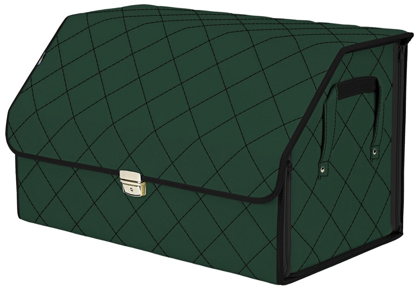 Органайзер-саквояж в багажник "Союз Премиум" (размер XL). Цвет: зеленый с черной прострочкой Ромб.
