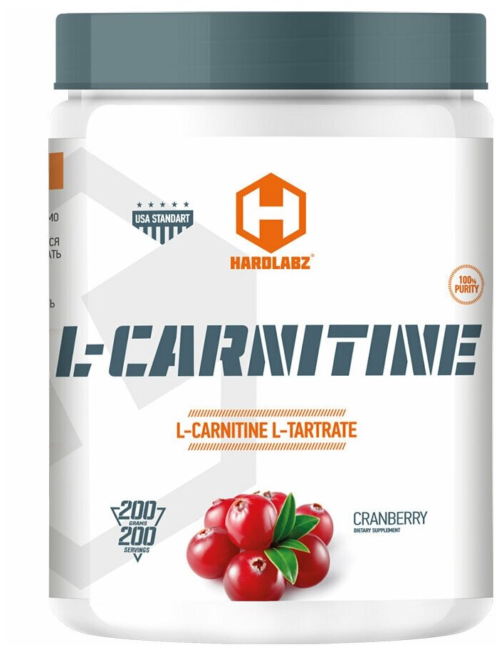 L-карнитин Hardlabz L-Carnitine (200 грамм), вкус: клюква