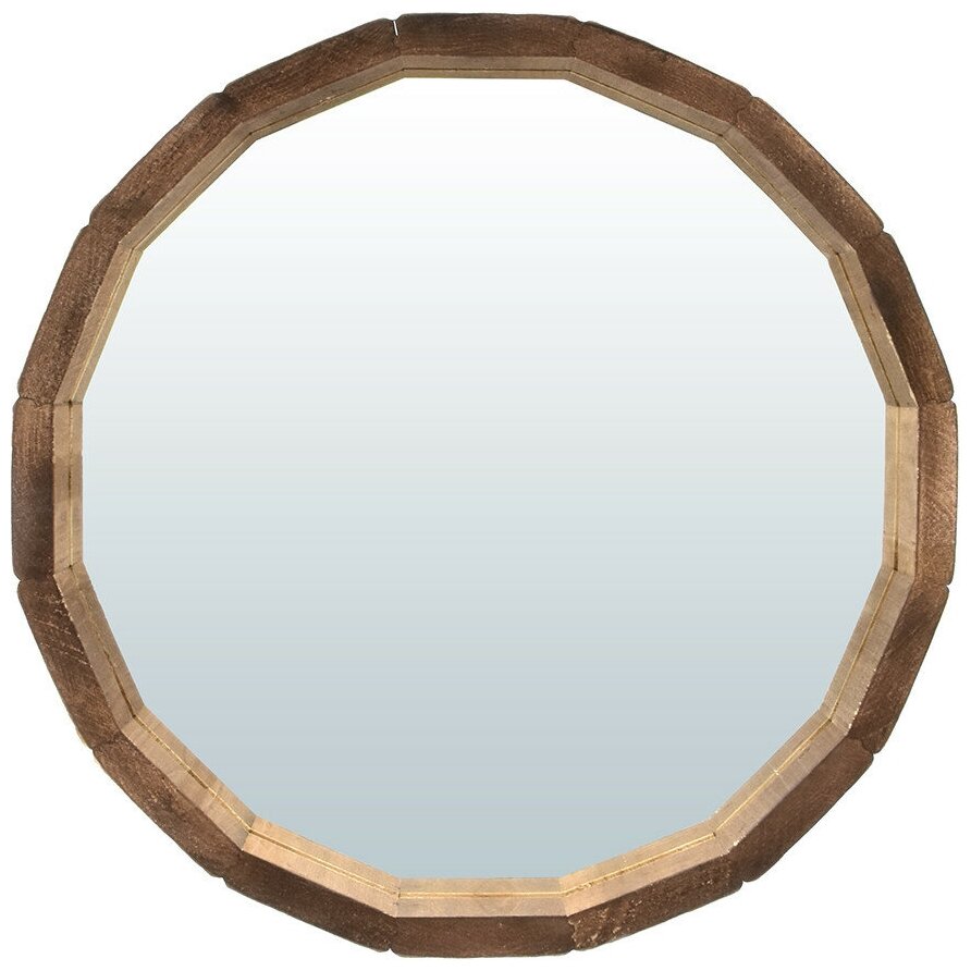 Зеркало - бочонок, состаренное /для бани/сауны/деревянное 30 см, липа Класса Б "Банные штучки" - фотография № 5