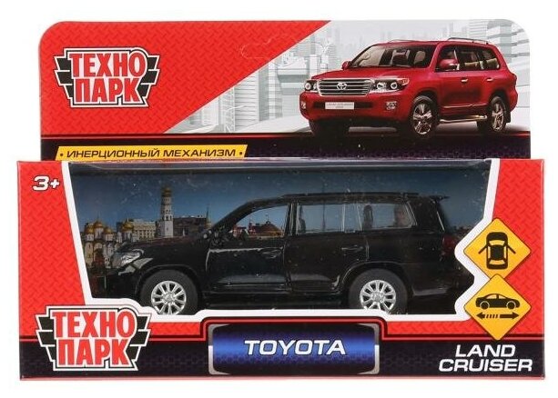 Машина Toyota Land Cruiser 12,5 см матовая черная металл инерция Технопарк CRUISER-BE