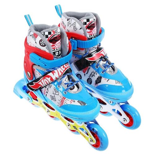 Роликовые коньки Hot Wheels, PU колёса со светом, размер XS (26-29)