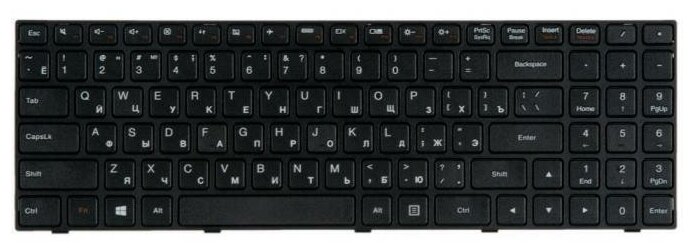 Клавиатура (keyboard) для ноутбука Lenovo IdeaPad 100, 100-15IBY, B50-10, черная с рамкой, гор. Enter, [ZeepDeep], 5N20J30715