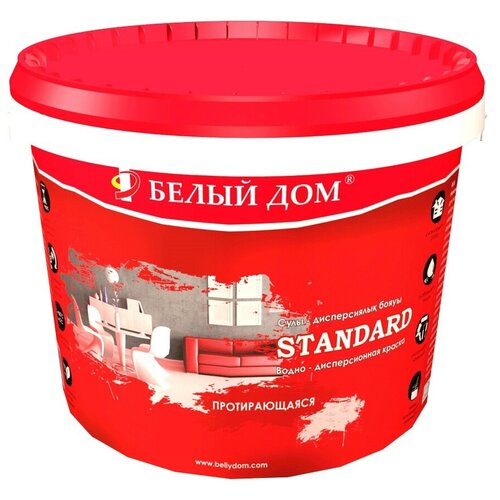 Протирающаяся водоэмульсионная краска STANDARD 15 кг Белого цвета