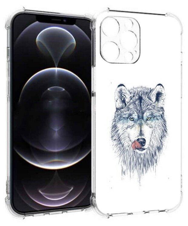 Чехол задняя-панель-накладка-бампер MyPads голодгый волк для iPhone 12 Pro Max (6.7) противоударный