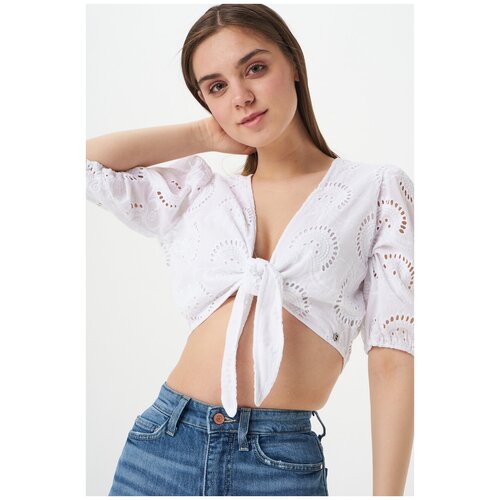 фото Топ на завязках guess jeans w2gh55wejv0g011 белый 48