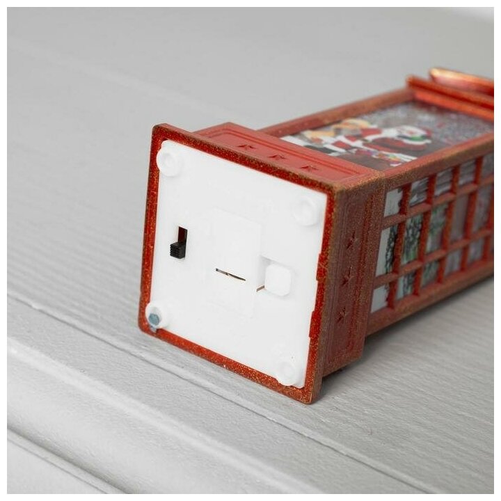 Фигура свет. "Телефонной будка с Дедом Морозом", 12.5х5.3х5.3 см, 1 LED, 3хAG13, Т/белый,