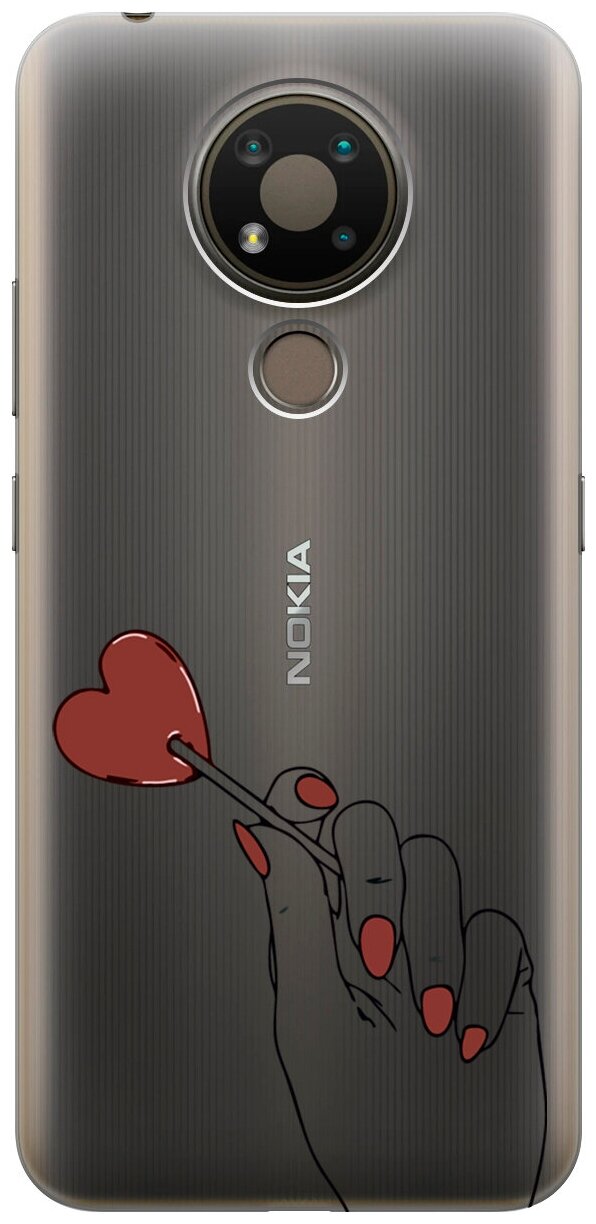 Силиконовый чехол на Nokia 3.4, Нокиа 3.4 с 3D принтом "Heartbreaker" прозрачный