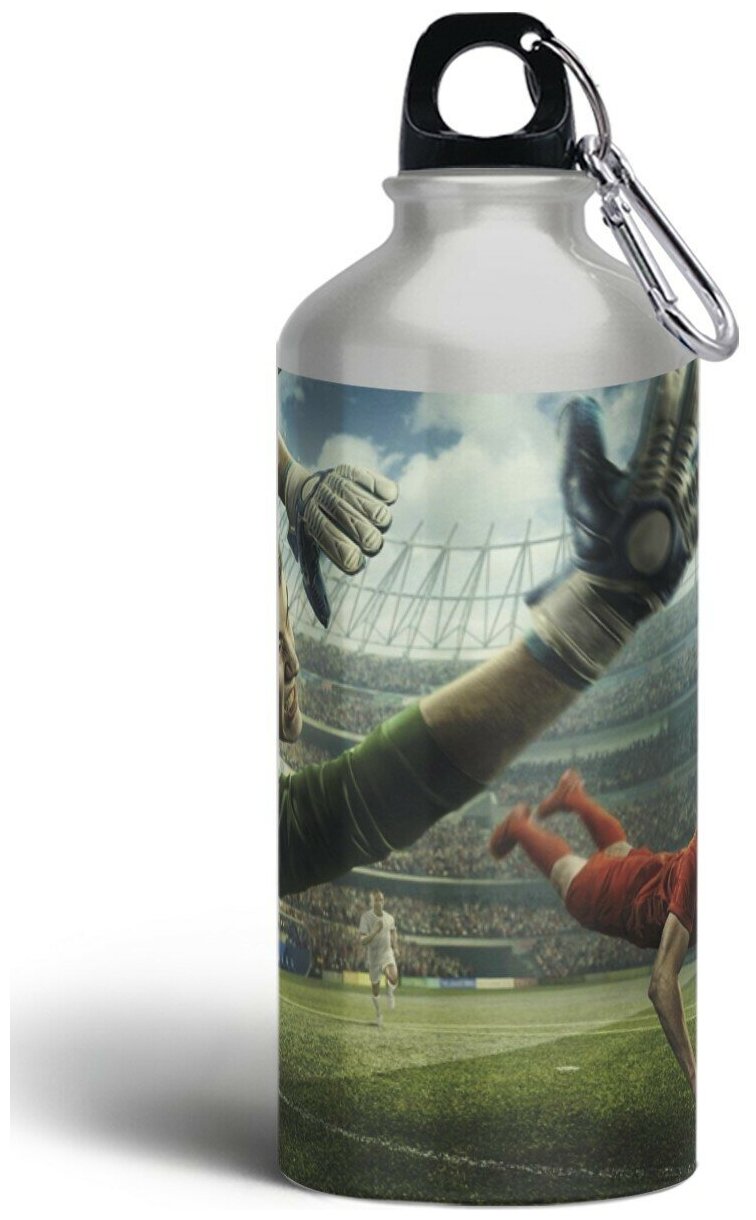 Бутылка спортивная, туристическая фляга, 500мл с карабином спорт футбол - 37