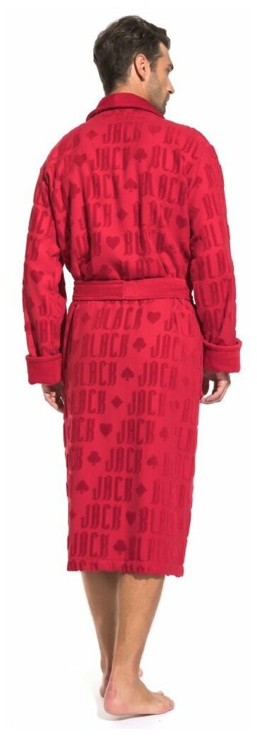 Стильный махровый халат Black Jack (PM France 937) размер M (46-48), красный - фотография № 5