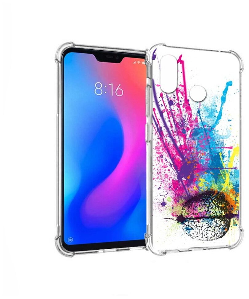 Чехол задняя-панель-накладка-бампер MyPads яркий красочный мозг для Xiaomi Redmi 6 Pro/Xiaomi Mi A2 Lite противоударный