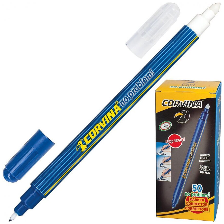 Ручка капиллярная 50 шт. 0.7 мм No problem со стираемыми чернилами "Corvina" 41425 41425 синяя