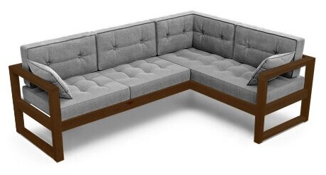 Угловой диван, Прямой диван правый DEmoku Д-4 СТ (цвет ткани: серый цвет дерева: темный дуб), механизм Нераскладной, 212х160х79 см