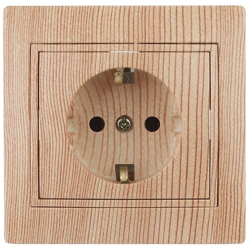 Intro Розетка 2P+E Schuko, 16А-250В, IP20, СУ, Plano, сосна 1-202-11