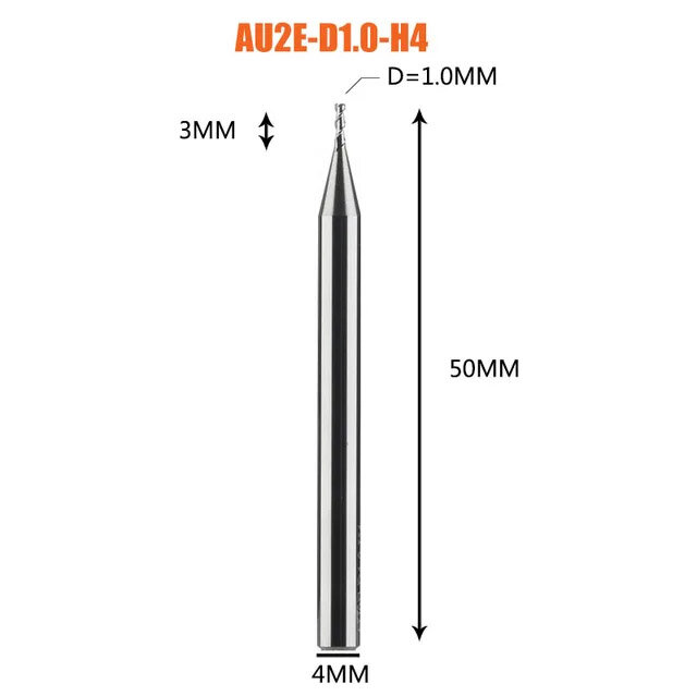 Dreanique двухзаходная фреза по алюминию для чпу (1х3х50х4 Z2) AU2E-D1.0-H4 39784