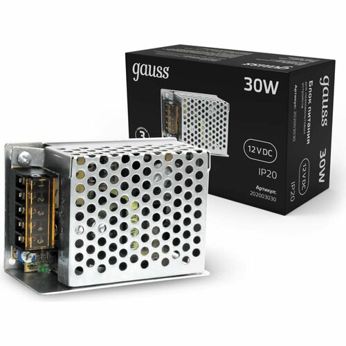Блок питания Gauss LED STRIP PS 30W 12V блок питания с терминалом розеток 6 шт тип led и сетевым проводом ac 230 dc 12v ip31 30w lsa ps12v ip31d 30w