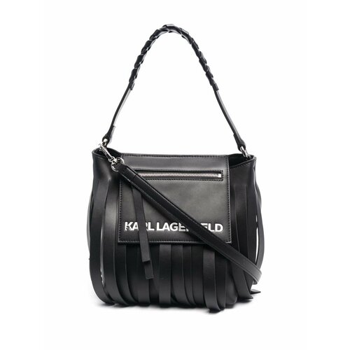 Сумка хобо Karl Lagerfeld, черный 1pc summer offer canvas fringe cow print fringe crossbody bags large women purse delivered from usa warehouse dom112 1219