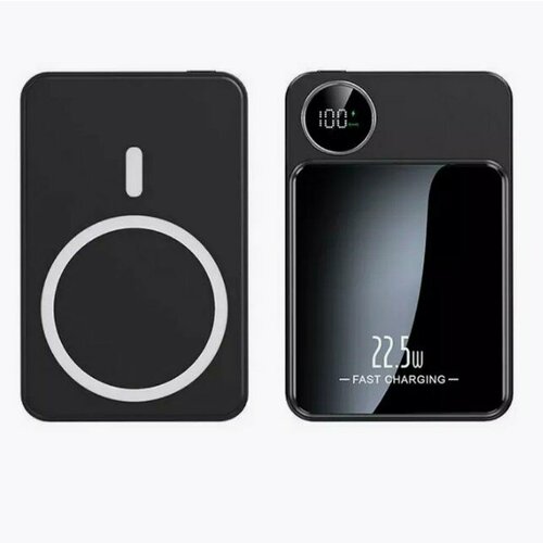 Магнитный повербанк на 10 000 мАч Магсейф повербанк Беспроводная зарядка для смартфона 10000mAh Магнитный пауэрбанк 15W225W черный 2580₽