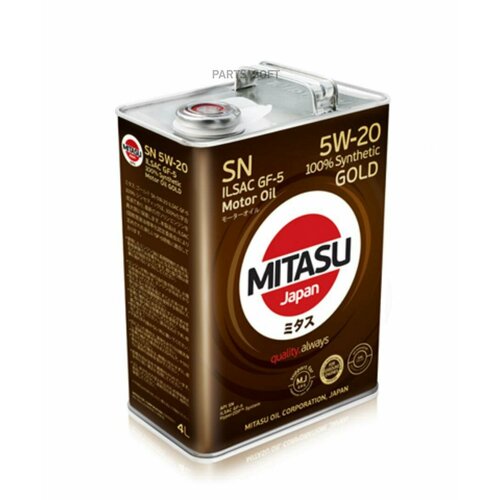 MITASU 5W20 4L масло моторное GOLD SN/ILSAC GF-5/D от официального дистрибьютора, производитель - MITASU, артикул MJ1004