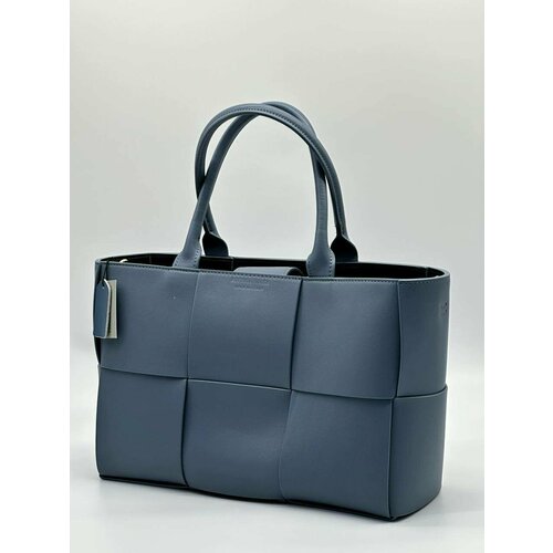 Комплект сумок шоппер , 2, фактура гладкая, матовая, плетеная, синий комплект сумок шоппер фактура матовая черный