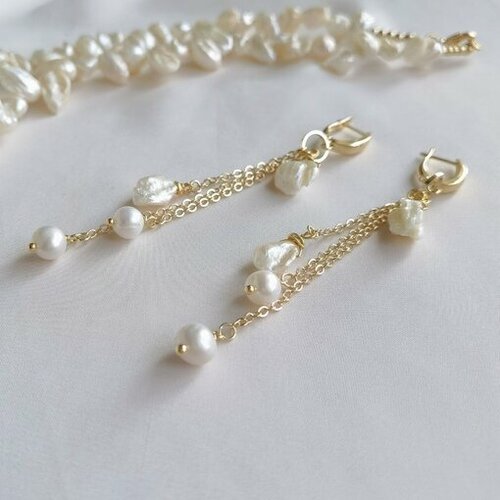 Серьги Камни Елены, жемчуг барочный, размер 80 мм