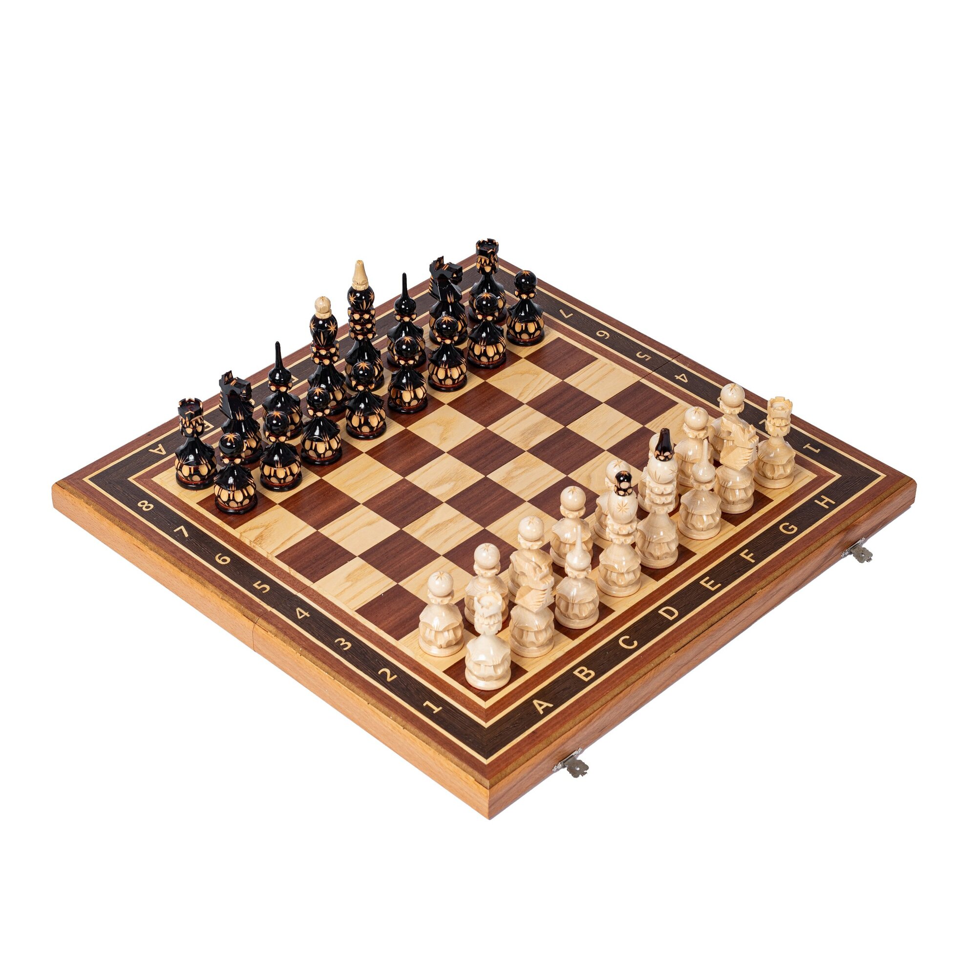 Шахматы 3в1 (нарды + шашки) красное дерево с резными фигурами деревянные большие