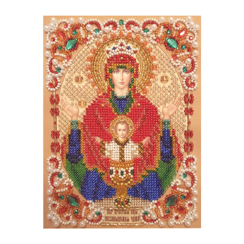 Набор для вышивания бисером с камнями и жемчугом К-20 Икона Божией Матери Неупиваемая чаша 13х18 890₽