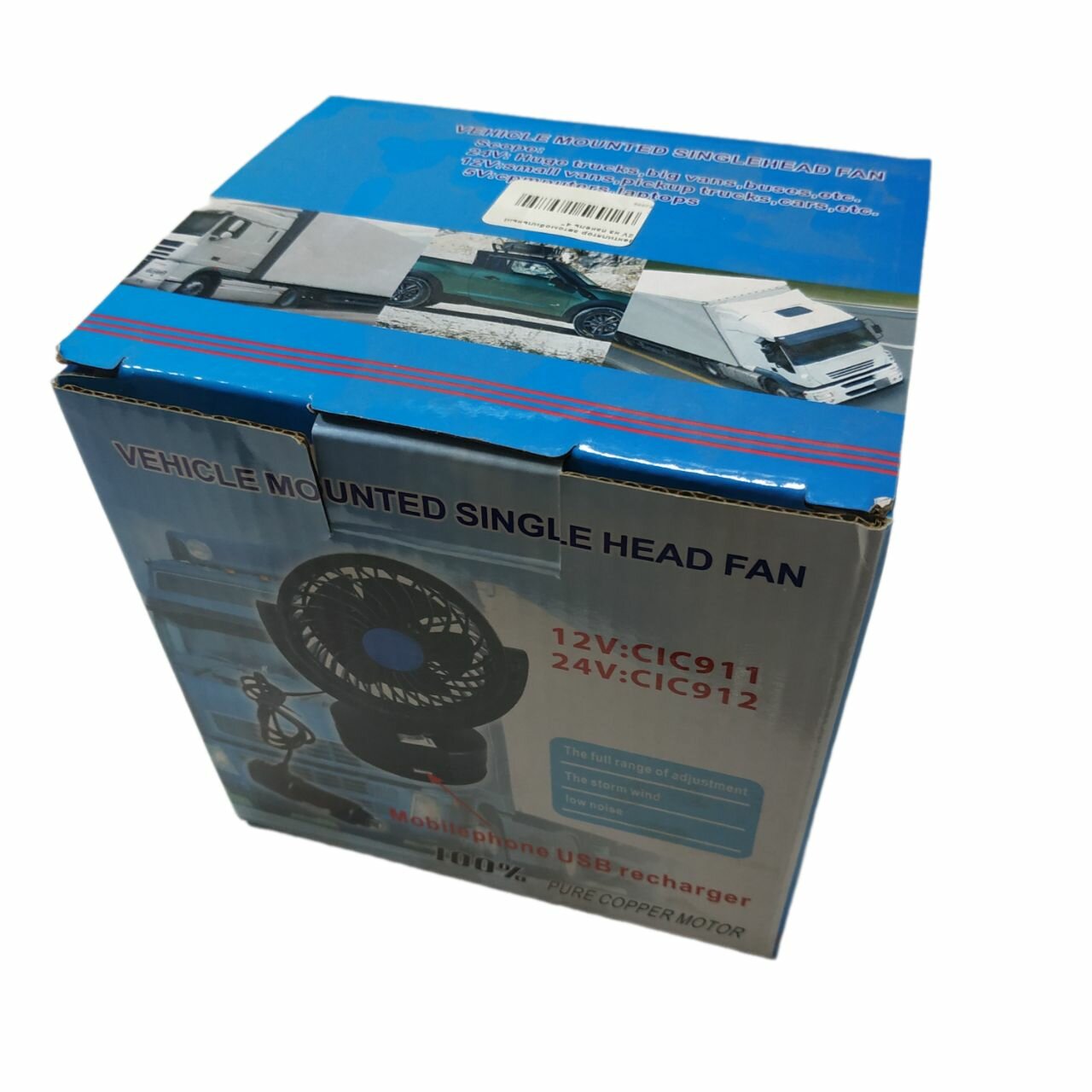 Вентилятор автомобильный 12V на панель 4" — фото 1